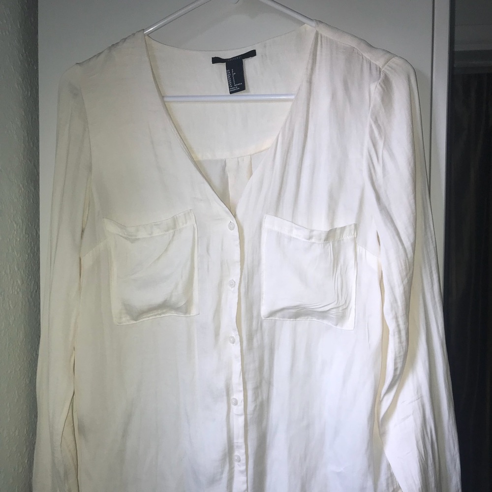 Simple cream button down soft top